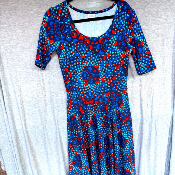 LuLaRoe Dresses & Skirts - Brand New LuLaRoe Size M Navy, Aqua, Blue, Dark Coral Nicole Dress